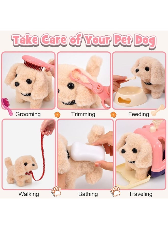 Gc G.C 13Pcs Dog Toys for Kids Girls, Walking Barking Electronic Interactive Stuffed Dog Plush with Carrier & Accessories Toys Pretend Play Puppy Pet Care Playset, Gifts for Little Girls 3 4 5 6 Year Old - Image 3