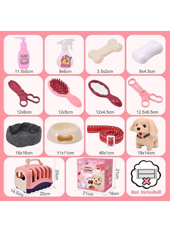Gc G.C 13Pcs Dog Toys for Kids Girls, Walking Barking Electronic Interactive Stuffed Dog Plush with Carrier & Accessories Toys Pretend Play Puppy Pet Care Playset, Gifts for Little Girls 3 4 5 6 Year Old - Image 2
