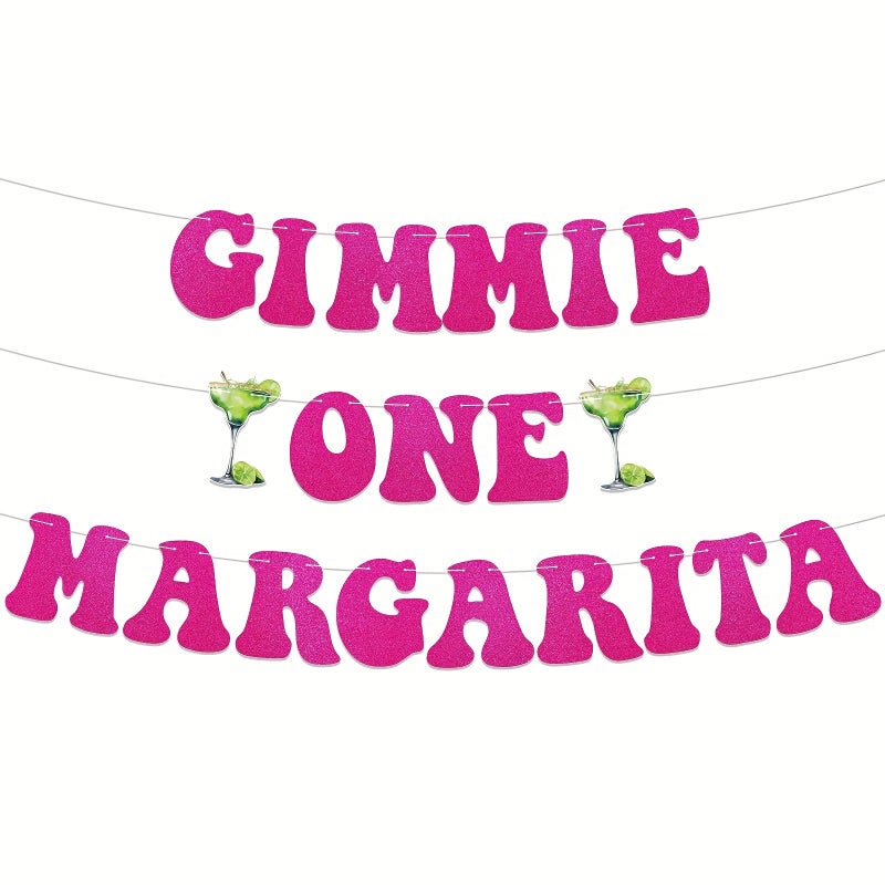 3Pcs Margarita Banners Rose Red Themed Decorations For Bachelorette Parties Mexican Fiesta Birthday Celebrates Ages 21 25 And 30 Pink Glitter - Image 1