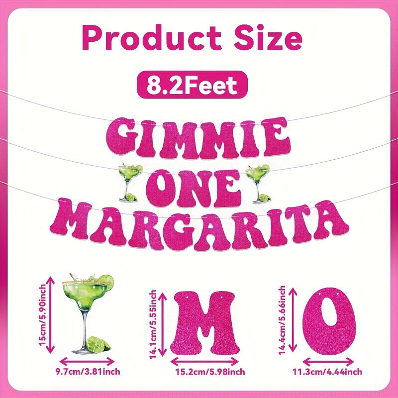3Pcs Margarita Banners Rose Red Themed Decorations For Bachelorette Parties Mexican Fiesta Birthday Celebrates Ages 21 25 And 30 Pink Glitter - Image 2