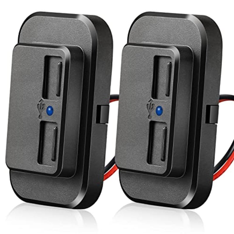 لوحة منفذ USB مثبتة على لوحة قيادة السيارة، هيكل من سبائك الألومنيوم، لمسة نهائية سوداء، منافذ مزدوجة 12 فولت/24 فولت مع شحن سريع 3.1 أمبير - Image 1