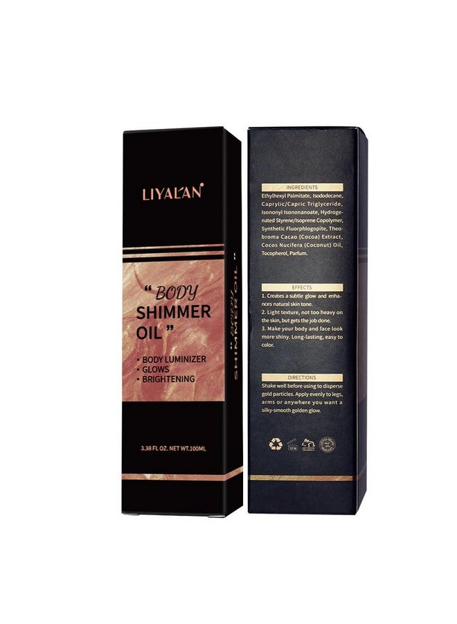 LIYALAN Shimmer Body Oil Rose Gold 5 Color Bronze Face Brighten Glow Pearl Highlighter Illuminator Body Makeup Shine Glitter Gold Liquid Taning(3.38 Fl Oz05) - Image 4