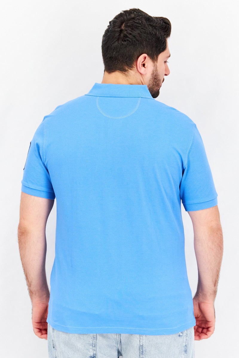 La Martina Men Regular Fit Embroidered Logo Short Sleeves Pique Polo Shirt, Azure Blue - Image 2