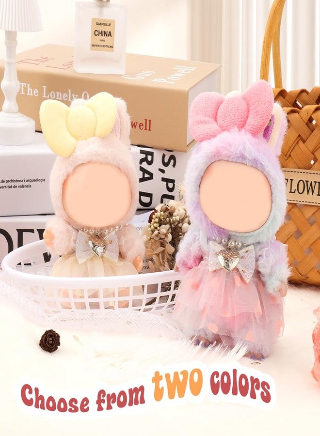 WALLFID New Doll Clothes for Labubu, 3-Piece Outfit Set for 17cm Dolls, with Sweetheart Sling Dress,with Pearl Necklace and Large Bow Fashion Accessory,Wardrobe(No Doll) (Lemon Yellow) - Image 2