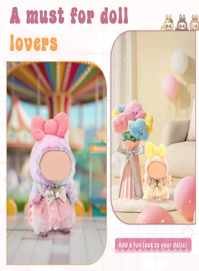 WALLFID New Doll Clothes for Labubu, 3-Piece Outfit Set for 17cm Dolls, with Sweetheart Sling Dress,with Pearl Necklace and Large Bow Fashion Accessory,Wardrobe(No Doll) (Lemon Yellow) - Image 5