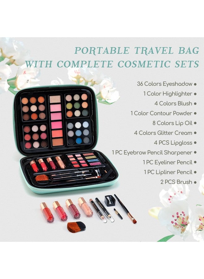 Color Nymph Beginner Makeup Kits Gift for Teens, Makeup Palettes with Reusable Handbag Includes 36 Colors Eyeshadow Blushes Bronzer Highlighter 4 Colors Lipgloss, Lip Oil Brushes Mint Green - Image 2