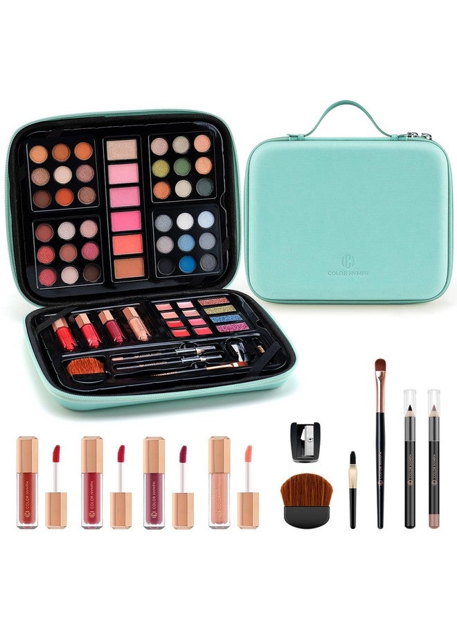 Color Nymph Beginner Makeup Kits Gift for Teens, Makeup Palettes with Reusable Handbag Includes 36 Colors Eyeshadow Blushes Bronzer Highlighter 4 Colors Lipgloss, Lip Oil Brushes Mint Green - Image 1