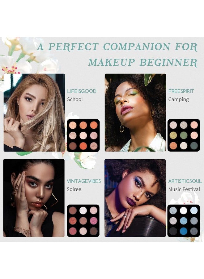 Color Nymph Beginner Makeup Kits Gift for Teens, Makeup Palettes with Reusable Handbag Includes 36 Colors Eyeshadow Blushes Bronzer Highlighter 4 Colors Lipgloss, Lip Oil Brushes Mint Green - Image 4