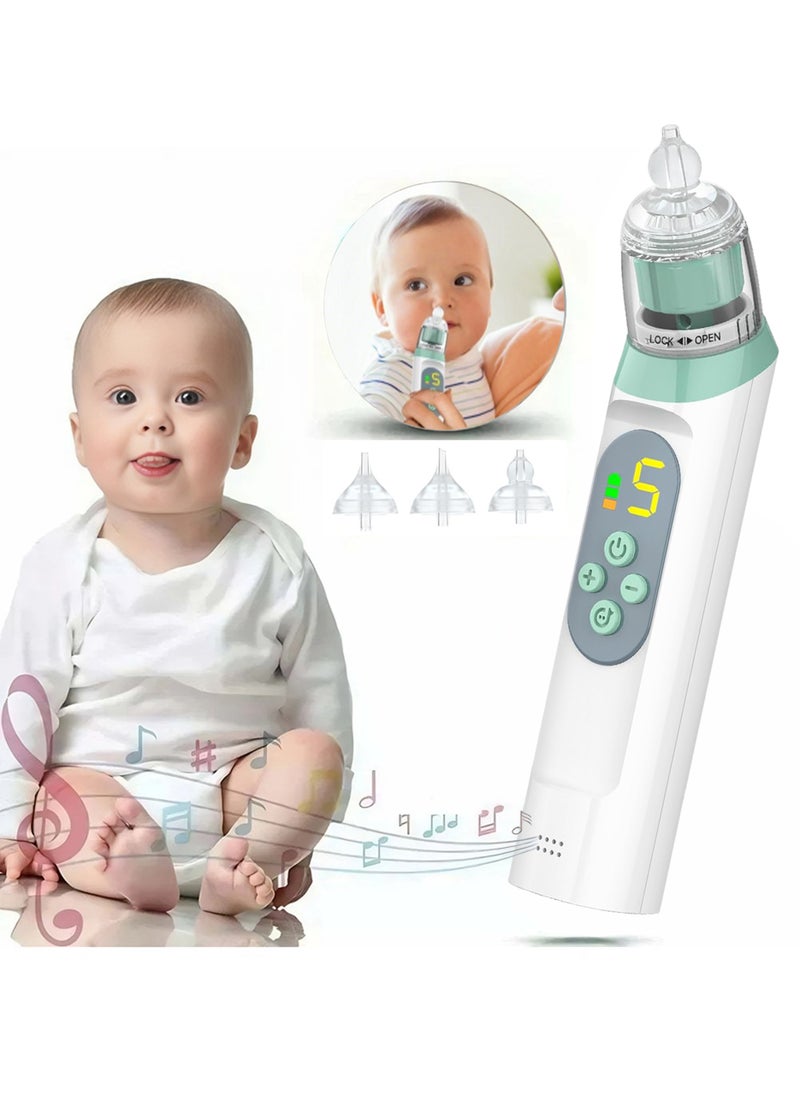 Beauenty Electric Nasal Aspirator for Baby, Nose Aspirator for Toddlers, Waterproof Baby Nose Sucker, Nose Cleaner with 3 Silicone Tips, Adjustable Suction Level, Music and Light Soothing Function,Green  - Image 1