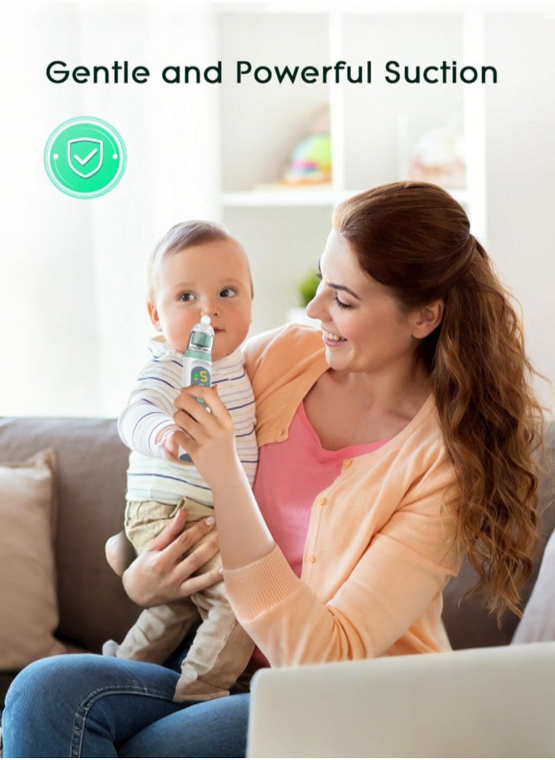 Beauenty Electric Nasal Aspirator for Baby, Nose Aspirator for Toddlers, Waterproof Baby Nose Sucker, Nose Cleaner with 3 Silicone Tips, Adjustable Suction Level, Music and Light Soothing Function,Green  - Image 3