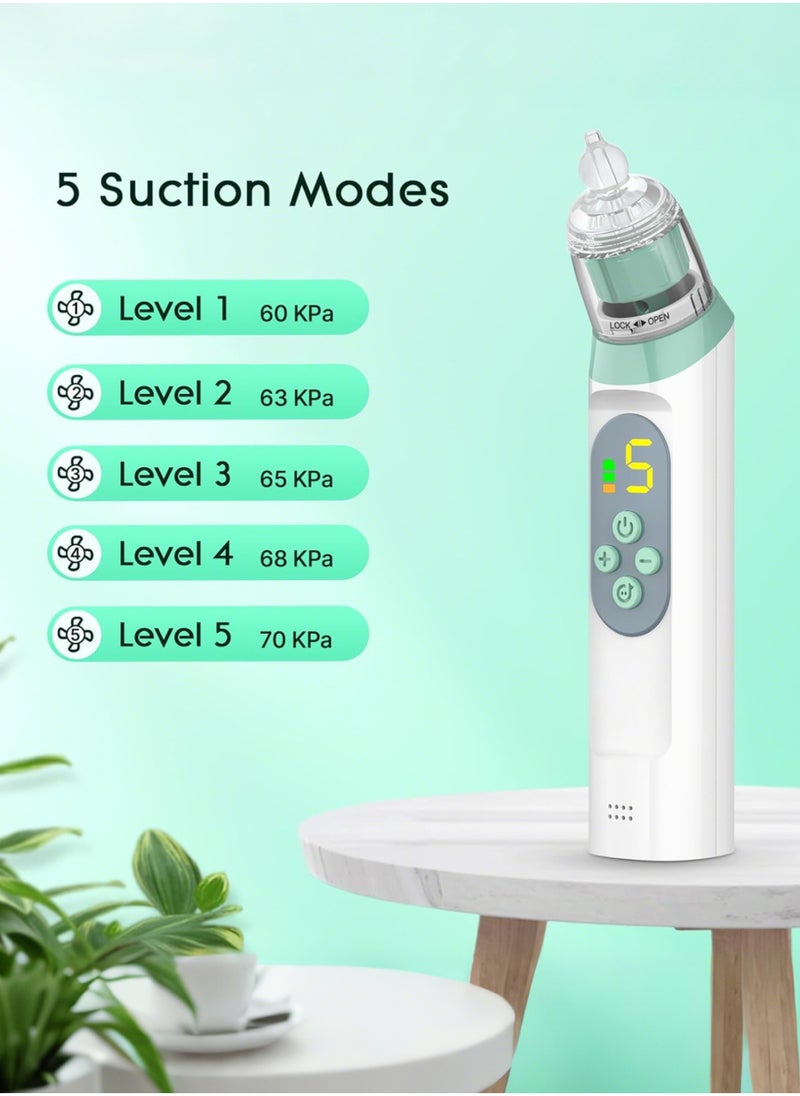 Beauenty Electric Nasal Aspirator for Baby, Nose Aspirator for Toddlers, Waterproof Baby Nose Sucker, Nose Cleaner with 3 Silicone Tips, Adjustable Suction Level, Music and Light Soothing Function,Green  - Image 5