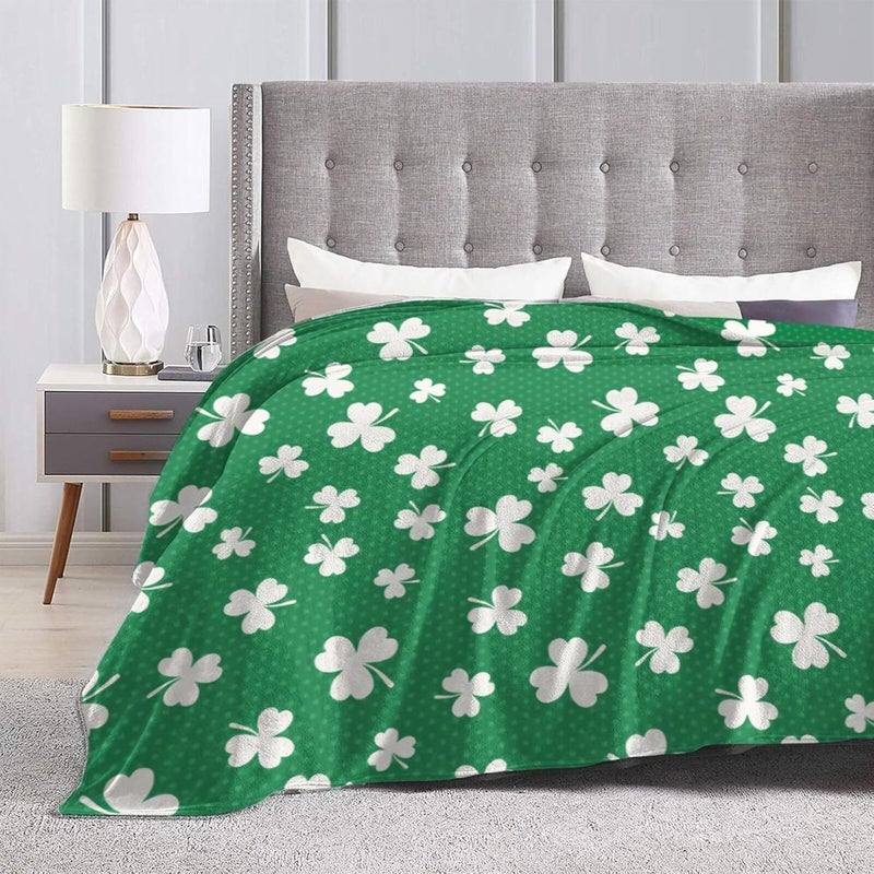 Shamrock Pattern St Patrick's Day Flannel 80"X60" Blanket - Soft and Light All Season Comfort Blanket - Travel, Home Décor - Image 4