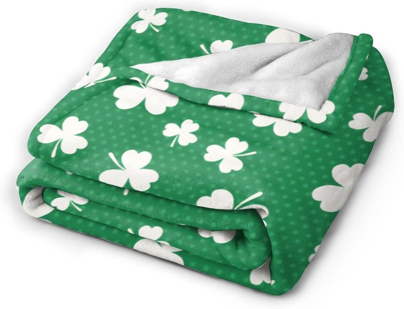 Shamrock Pattern St Patrick's Day Flannel 80"X60" Blanket - Soft and Light All Season Comfort Blanket - Travel, Home Décor - Image 2