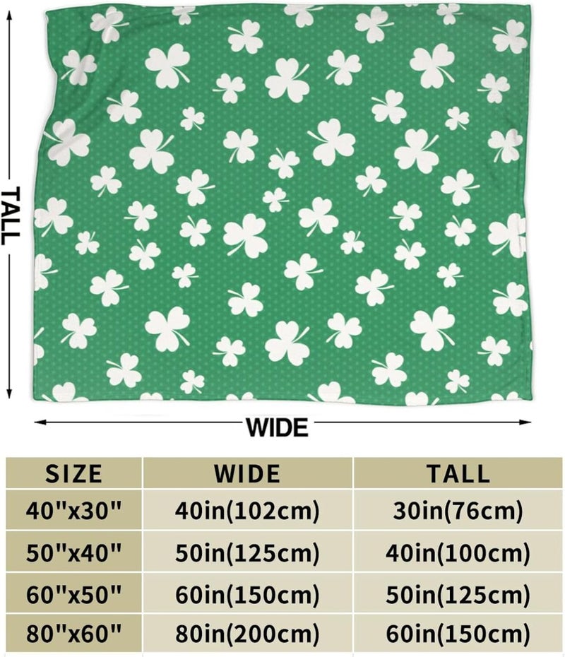 Shamrock Pattern St Patrick's Day Flannel 80"X60" Blanket - Soft and Light All Season Comfort Blanket - Travel, Home Décor - Image 3