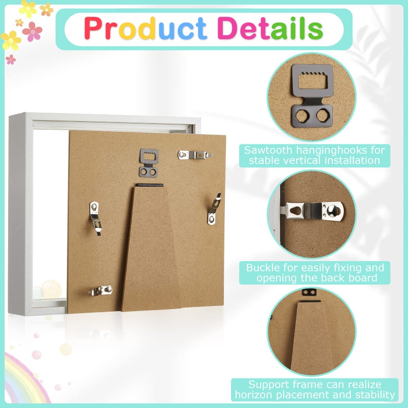 Tuanse 6 Pieces Shadow Box Picture Frame Square Shadow Boxes Display Cases for Sports Memorabilia Baby Items Wedding Memories Crafts Pins Awards Medals Tickets and Photos (5 x 5 Inch White) - Image 3