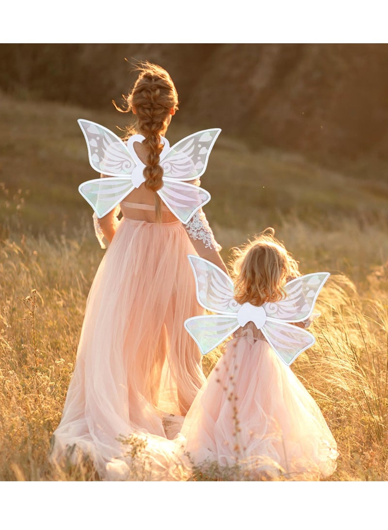 SYOSI Fairy Wings White Fairy Wings for Women Girl and Kids with Fairy Wand Butterfly Wings Wand Fairy Princess Costume Accessories Princess Set for Cosplay Dress up Birthday Party - Image 5