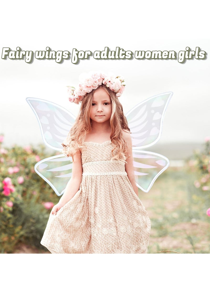SYOSI Fairy Wings White Fairy Wings for Women Girl and Kids with Fairy Wand Butterfly Wings Wand Fairy Princess Costume Accessories Princess Set for Cosplay Dress up Birthday Party - Image 4