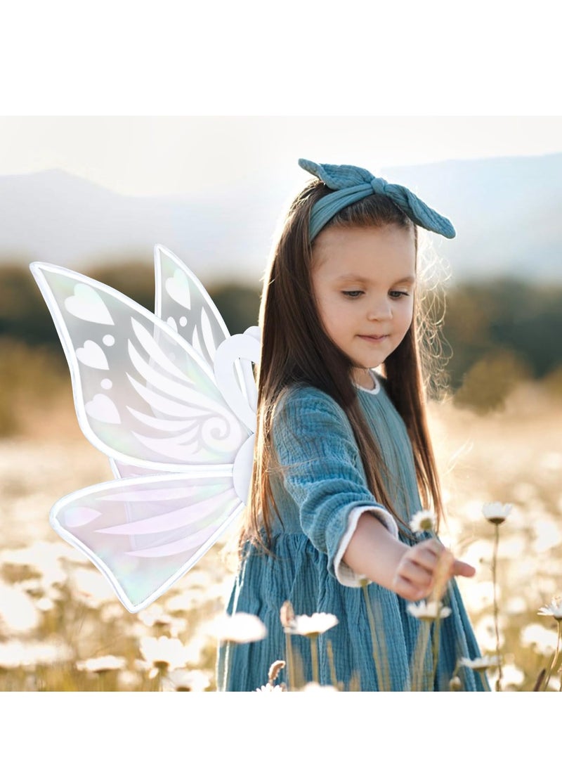 SYOSI Fairy Wings White Fairy Wings for Women Girl and Kids with Fairy Wand Butterfly Wings Wand Fairy Princess Costume Accessories Princess Set for Cosplay Dress up Birthday Party - Image 3