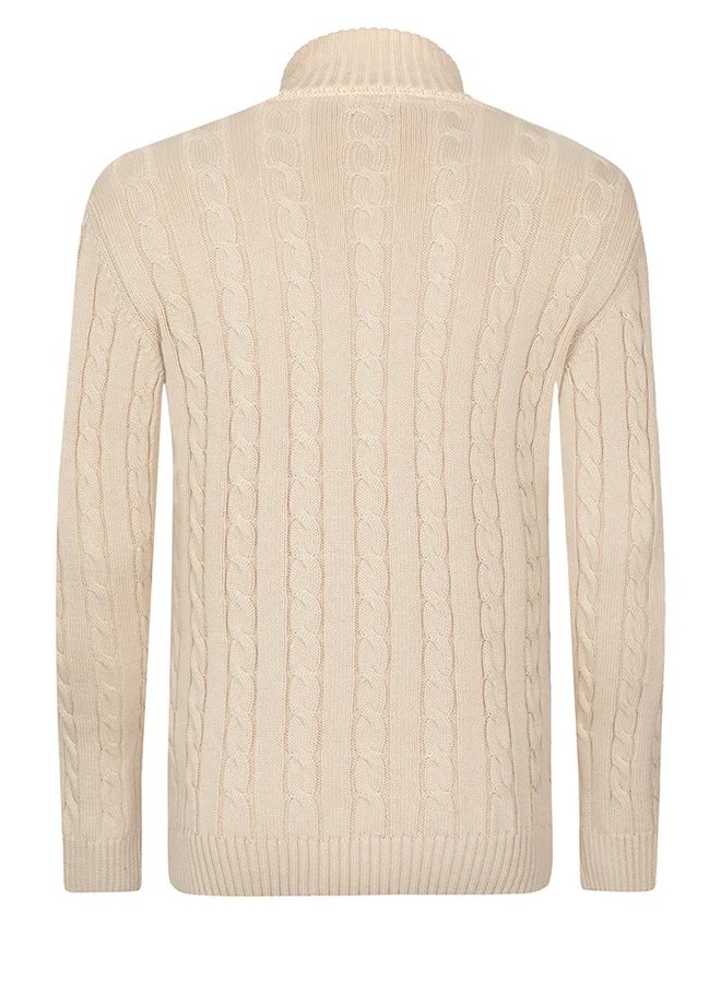 FELIX HARDY Cable Knit Half Zipper Pullover