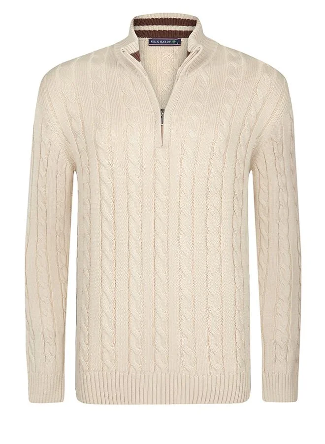 Cable Knit Half Zipper Pullover