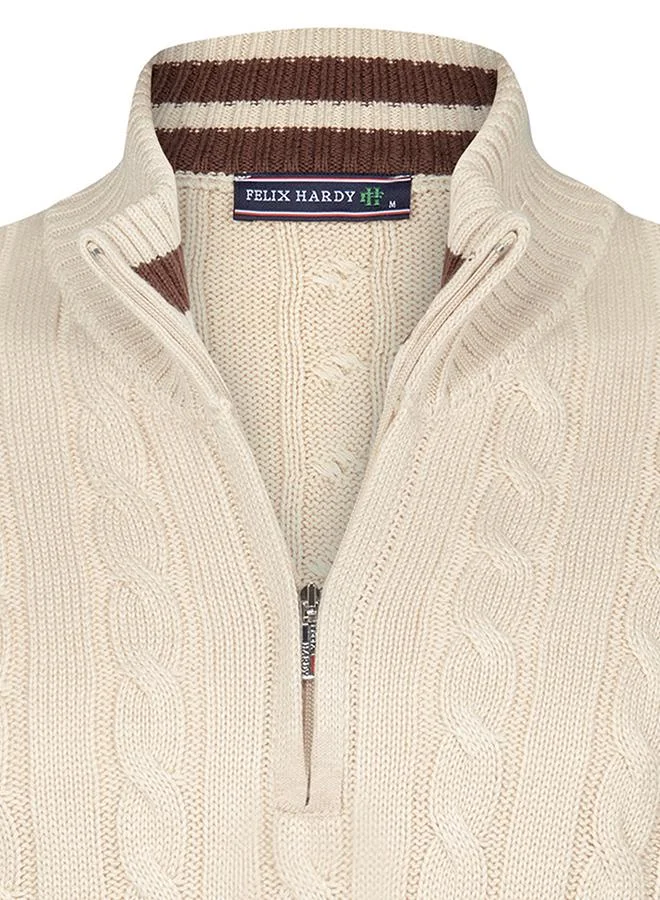 FELIX HARDY Cable Knit Half Zipper Pullover