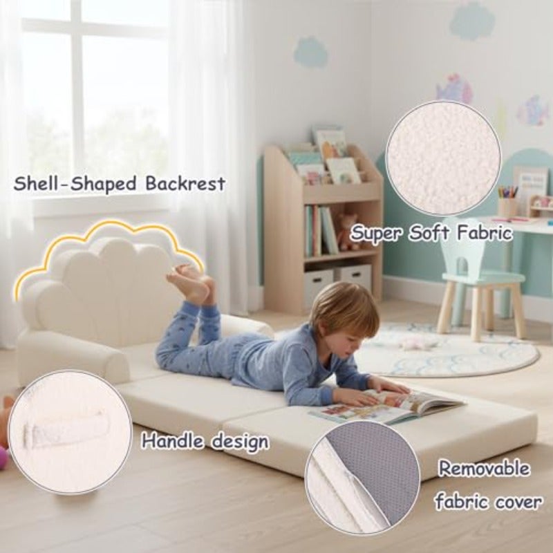 كرسي تويتا الصوف الفاخر مع غطاء قابل للإزالة ومقابض محمولة، أريكة قابلة للفصل مع حشوة من الفوم وقاعدة غير قابلة للانزلاق للقراءة واللعب والاسترخاء في غرف النوم أو غرف اللعب، لون بيج - Image 5