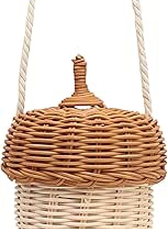 Woven Rattan Crossbody Basket Bag Cute Photography Prop 3.9 X 2.8 Inch Brown Decor - Image 1