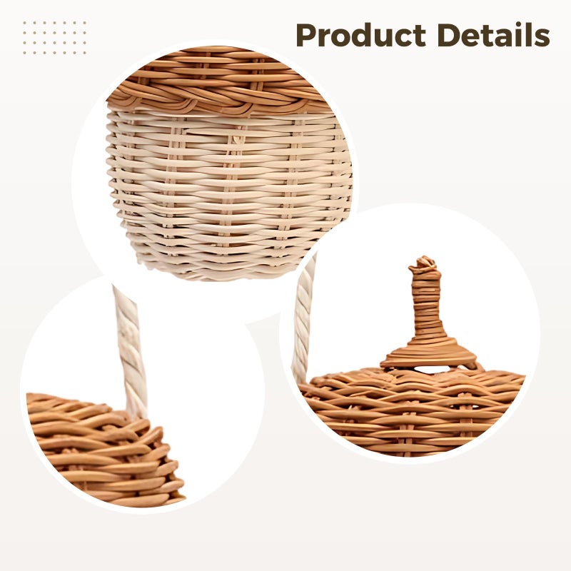 Woven Rattan Crossbody Basket Bag Cute Photography Prop 3.9 X 2.8 Inch Brown Decor - Image 5