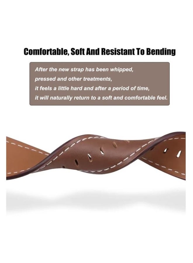 NIBEMINENT Straps Compatible with Huawei Watch 46MM GT5/GT4/GT3/GT3 Pro/GT2/GT2e/GT/GT Runner,Huawei Watch 4/4 Pro/3/3 Pro,Honor Watch 4 Pro/GS3/Magic Watch 2,Leather Band for Men, Women,Brown  - Image 4