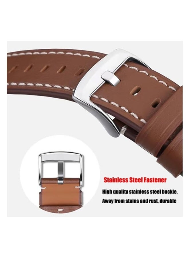 NIBEMINENT Straps Compatible with Huawei Watch 46MM GT5/GT4/GT3/GT3 Pro/GT2/GT2e/GT/GT Runner,Huawei Watch 4/4 Pro/3/3 Pro,Honor Watch 4 Pro/GS3/Magic Watch 2,Leather Band for Men, Women,Brown  - Image 2