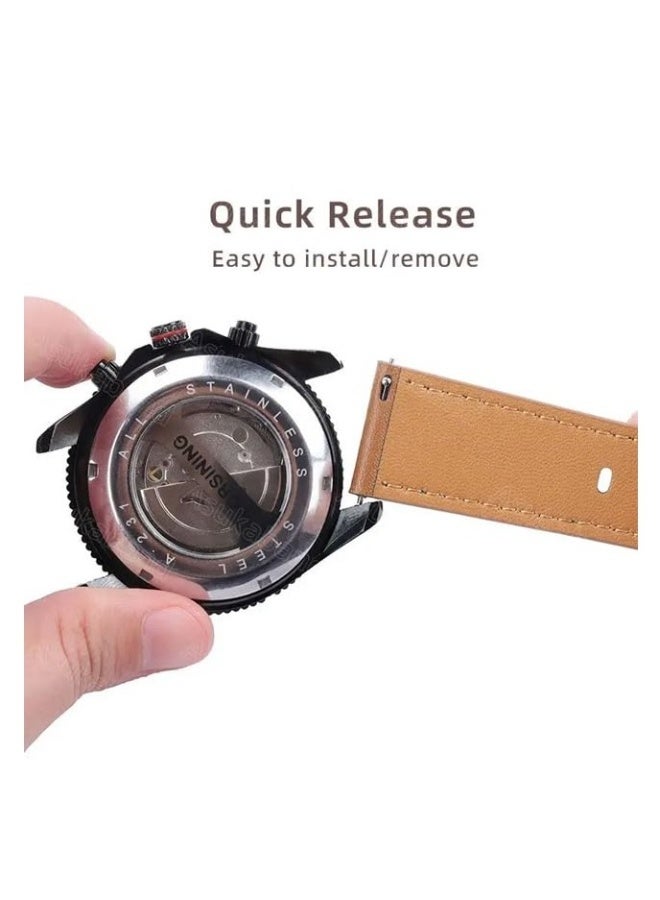 NIBEMINENT Straps Compatible with Huawei Watch 46MM GT5/GT4/GT3/GT3 Pro/GT2/GT2e/GT/GT Runner,Huawei Watch 4/4 Pro/3/3 Pro,Honor Watch 4 Pro/GS3/Magic Watch 2,Leather Band for Men, Women,Brown  - Image 5