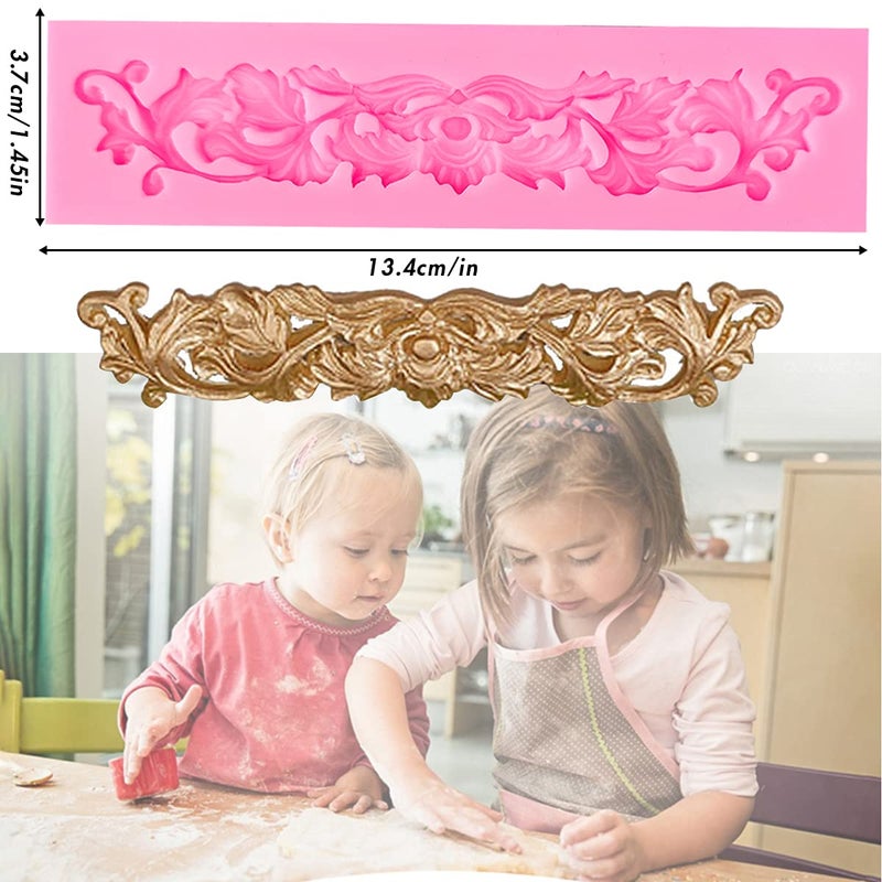 Rainmae Rainmae 5 Pcs Baroque Style Curlicues Scroll Lace Fondant Silicone Mold  Relief Flower Lace Mould Filigree Mold 3D Sculpted Decoration  Cupcake Topper  Jewelry  Polymer Clay  Crafting Projects  - Image 4