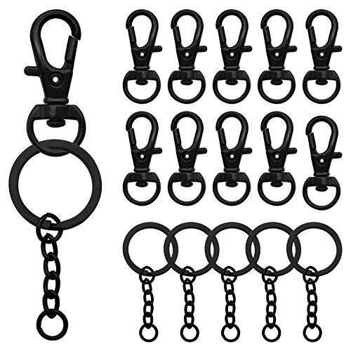 150Pcs Black Swivel Snap Hook SetSwivel Clasp Keychain Hook Lobster Clasp Split Key Rings with Chain and Jump Rings Bulk for Keychain LanyardJewelryDIY Crafts Supplies