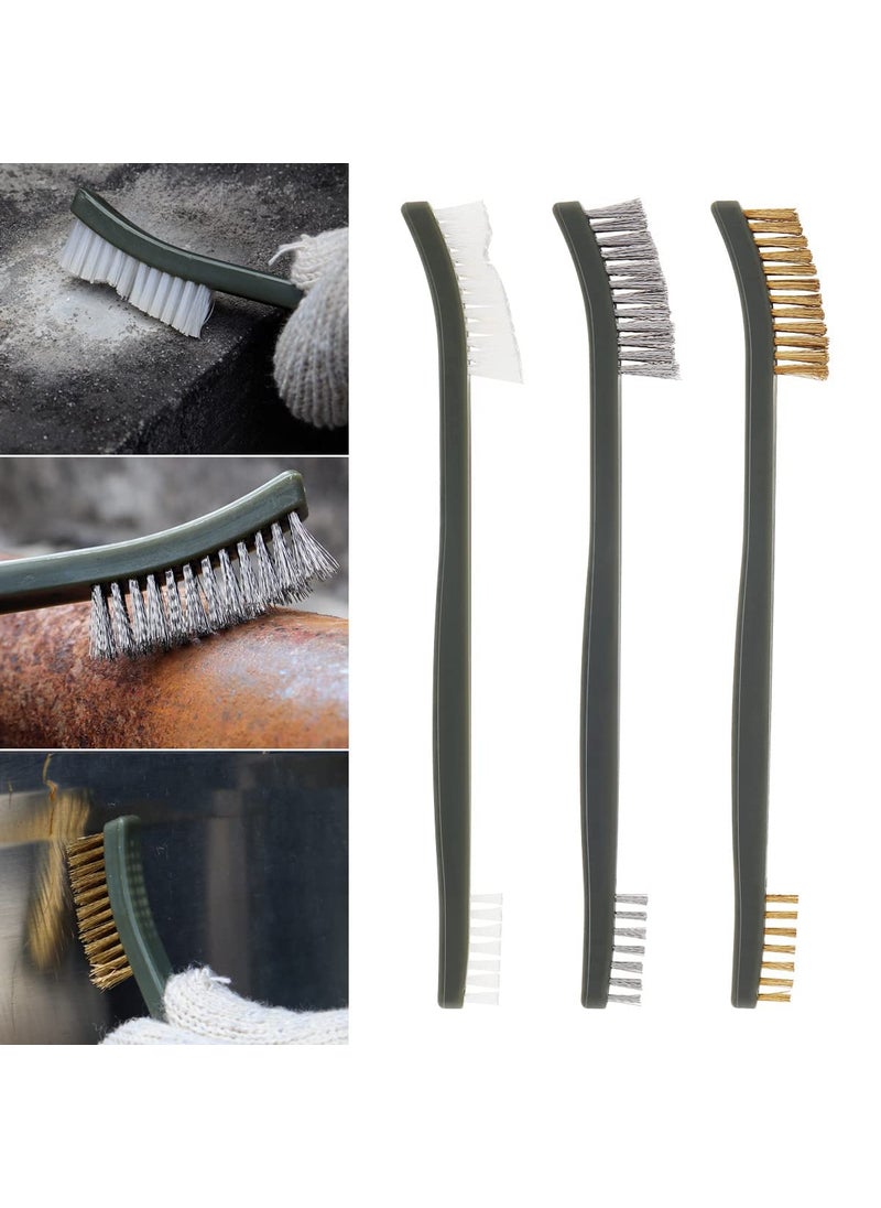 OriGlam OriGlam 3pcs Mini Wire Brush Set, Rust Paint Metal Cleaner, Cleaning Welding Slag and Rust, Handy Steel / Nylon / Brass Brush Set Suitable for Cleaning Paint / Rust / Dirt  - Image 3