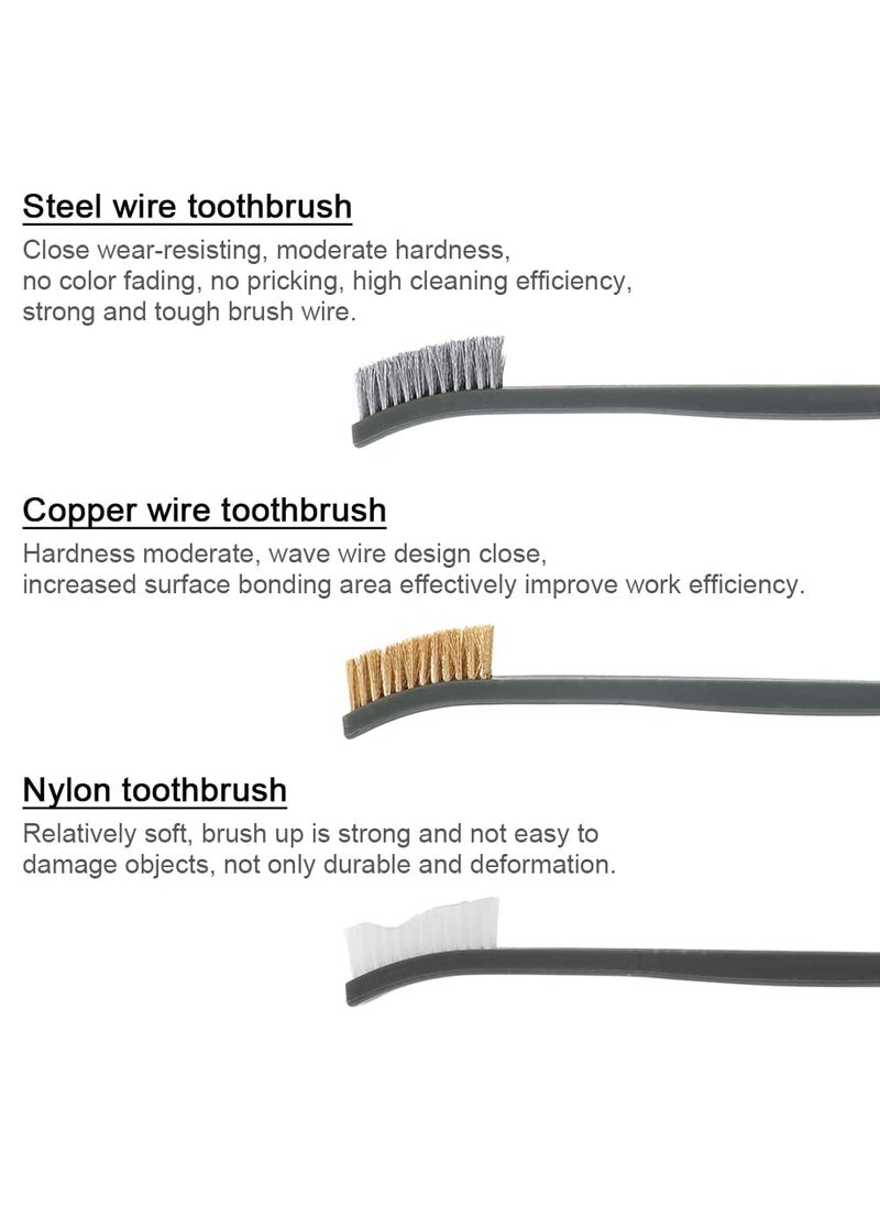 OriGlam OriGlam 3pcs Mini Wire Brush Set, Rust Paint Metal Cleaner, Cleaning Welding Slag and Rust, Handy Steel / Nylon / Brass Brush Set Suitable for Cleaning Paint / Rust / Dirt  - Image 4