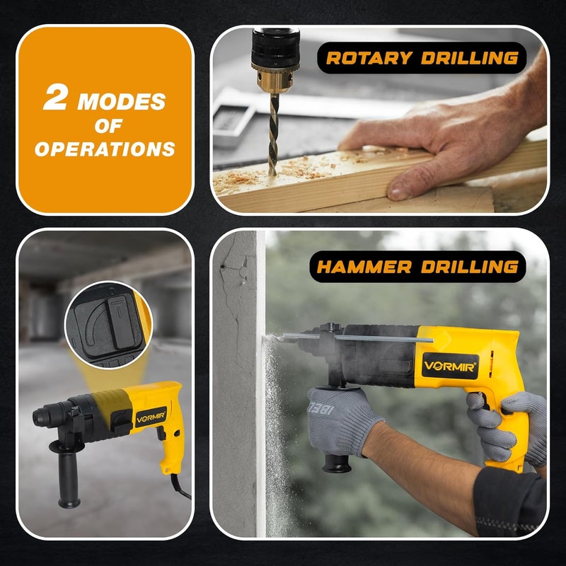 iBELL VORMIR Rotary Hammer Drill VR RH20-23, 500W, Copper Armature, 850RPM, Speed 3900/min, SDS Plus Chuck 20mm, 1.5J with Accessories - Image 3