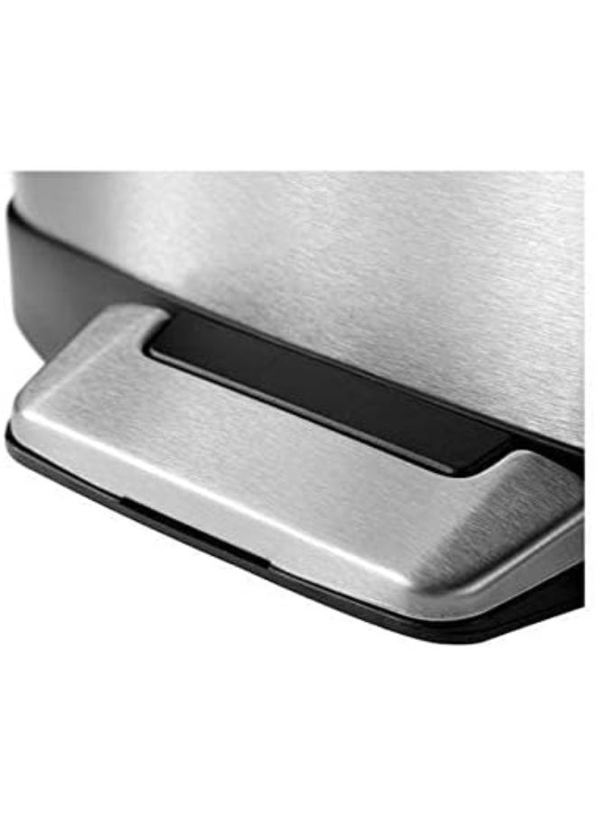 EKO Eko Della 6-Liter, Fingerprint Resistant Brushed Stainless Steel Finish, Rectangular Waste Bin With Soft Close Lid, Durable Cantilever Foot Pedal Mechanism  - Image 2
