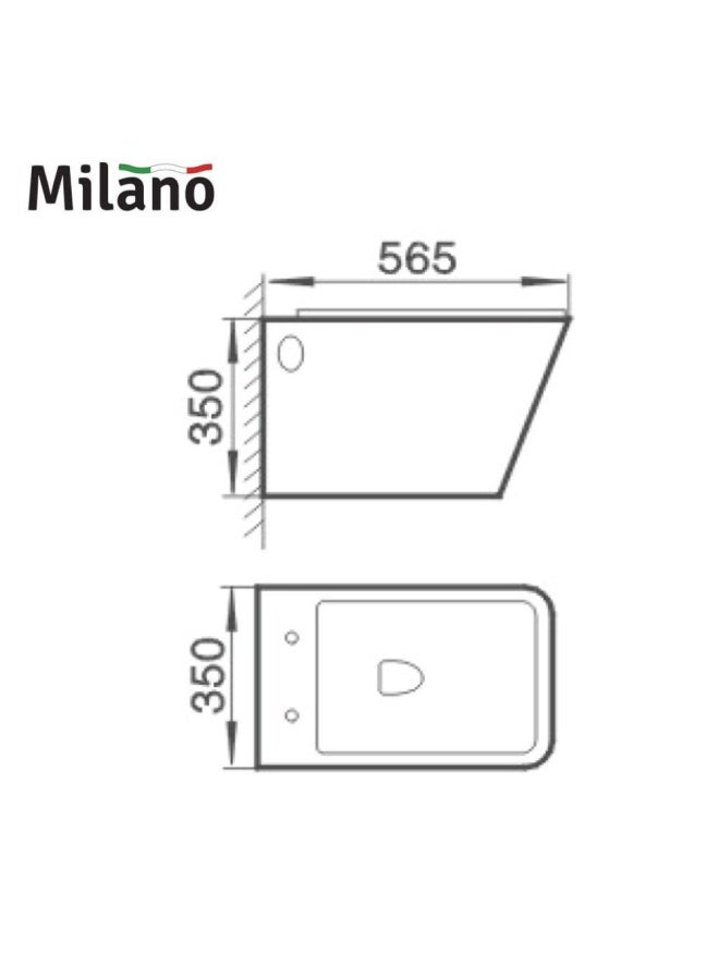 DANUBE HOME Milano Wall Hung WC Model 2051 WHITE 1PCS /SET - Image 2