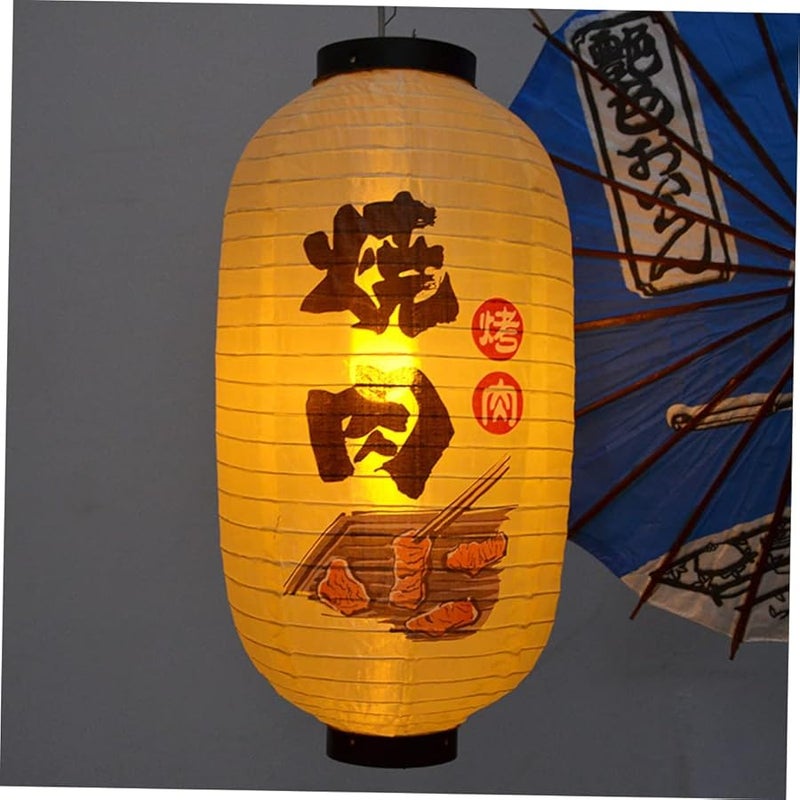 فانوس ياباني معلق بيج 48×25×25 سم 3 قطع، ظلال إضاءة تقليدية زخرفية للاستخدام الداخلي والخارجي للمناسبات المنزلية - Image 3