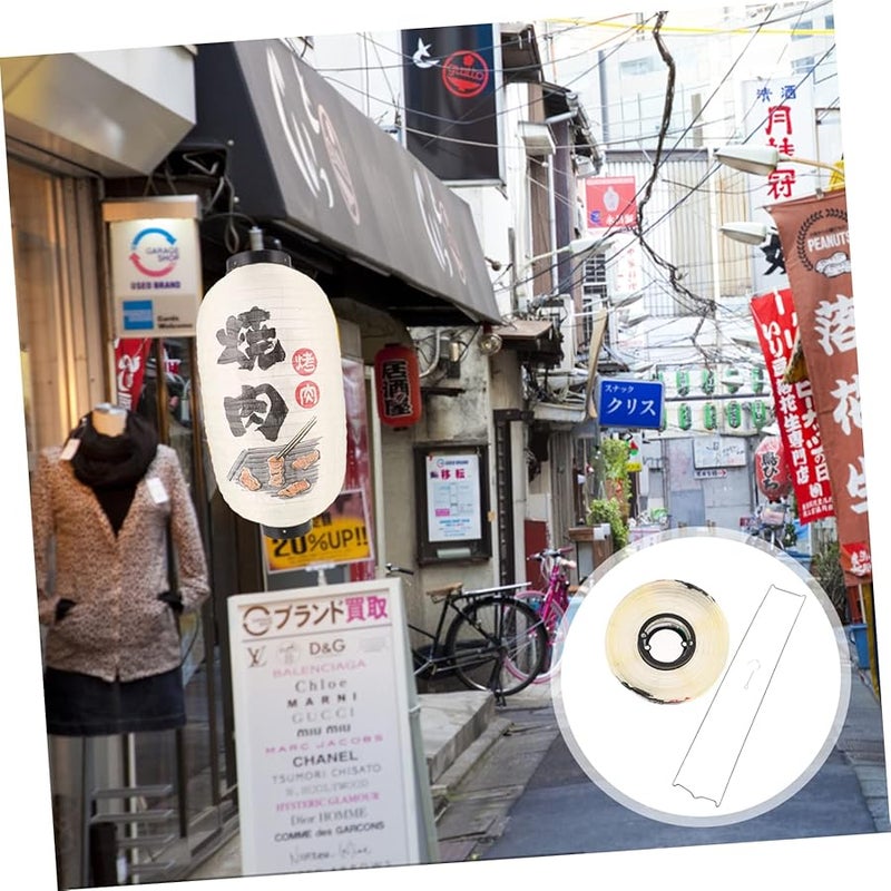 فانوس ياباني معلق بيج 48×25×25 سم 3 قطع، ظلال إضاءة تقليدية زخرفية للاستخدام الداخلي والخارجي للمناسبات المنزلية - Image 4