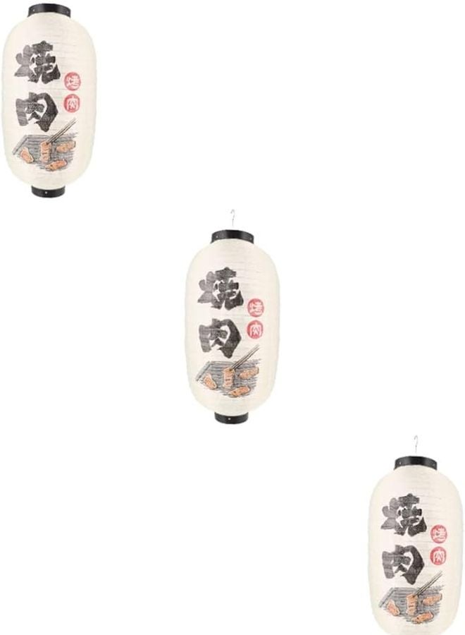 فانوس ياباني معلق بيج 48×25×25 سم 3 قطع، ظلال إضاءة تقليدية زخرفية للاستخدام الداخلي والخارجي للمناسبات المنزلية - Image 1