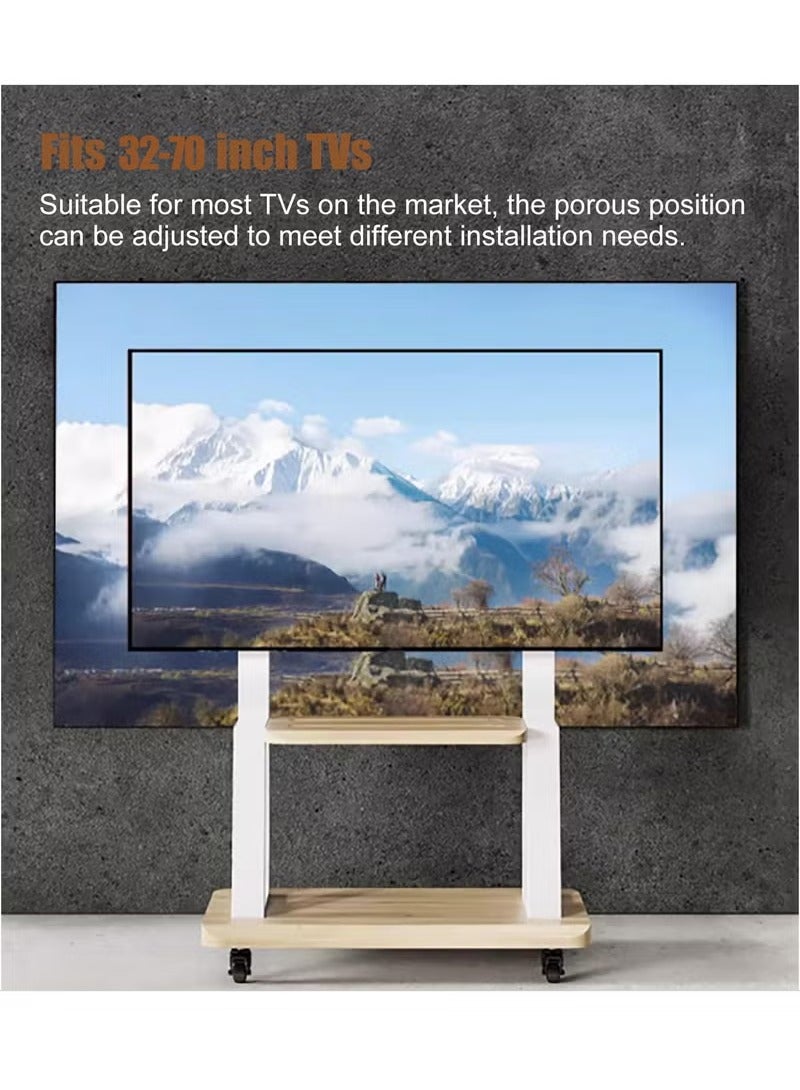 XiuWoo Mobile TV Stand with Wheels, Steel Floor TV Cart Mount for 32-70 inch TV,Max VESA:600*400MM,Load-bearing 50Kg - Image 2