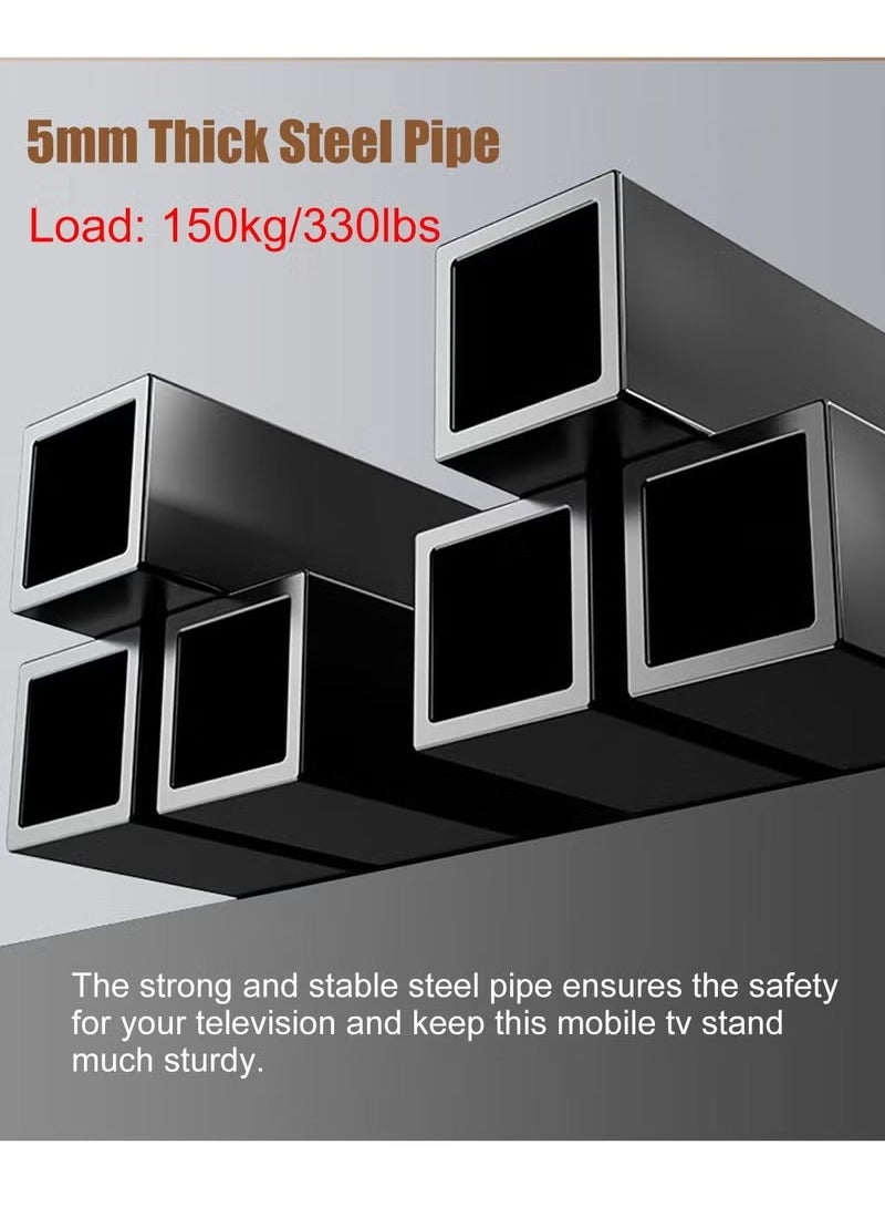 XiuWoo Mobile TV Stand with Wheels, Steel Floor TV Cart Mount for 32-70 inch TV,Max VESA:600*400MM,Load-bearing 50Kg - Image 5