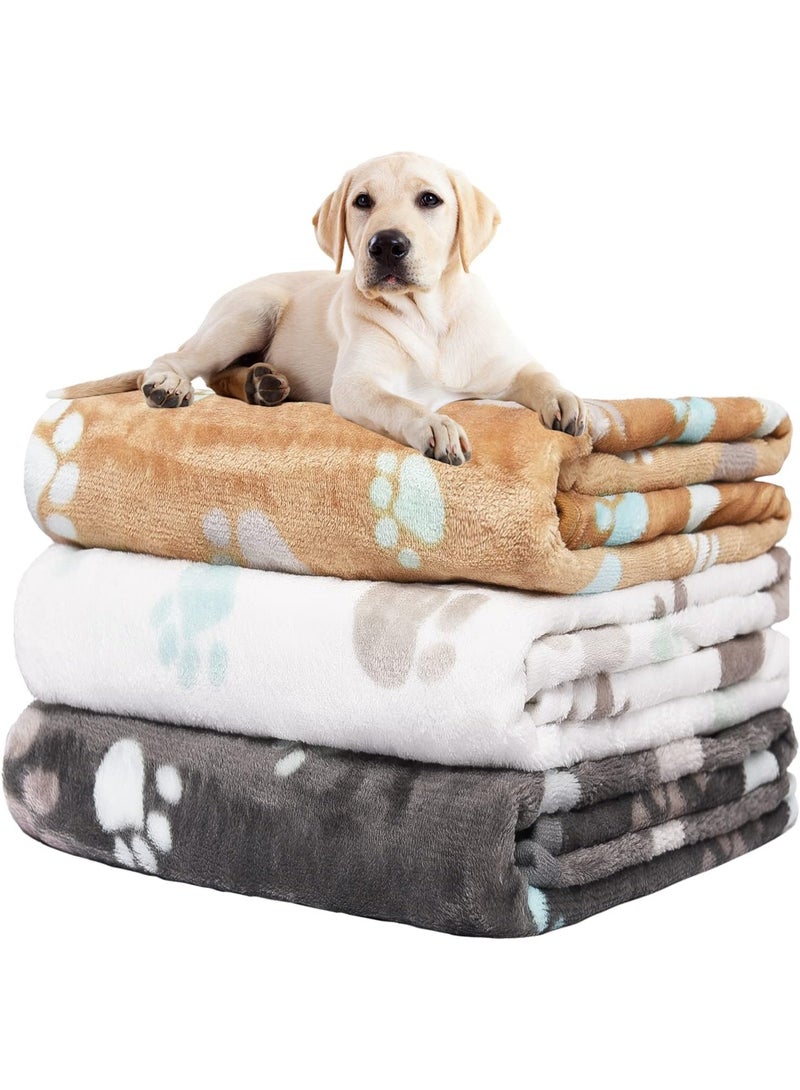 كيلا بطانيات الحيوانات الأليفة، بطانيات صوف فاخرة فائقة النعومة والرقة للكلاب، بطانيات من الفلانيل للحيوانات الأليفة، مناسبة للكلاب والجراء والقطط، متوسطة الحجم (عبوة من 3 قطع) - Image 1