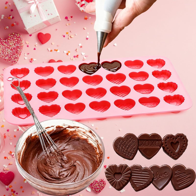 Ceoyiler 2Pcs Heart Silicone Molds, 28-Cavity Premium Heart Chocolate Silicone Molds, Non-Stick Chocolate Molds for Baking, Making Chocolates, Cakes, Candies, and Soaps - Image 4