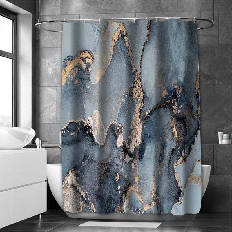 2023 Marble Texture Shower Curtain Silver Gray 