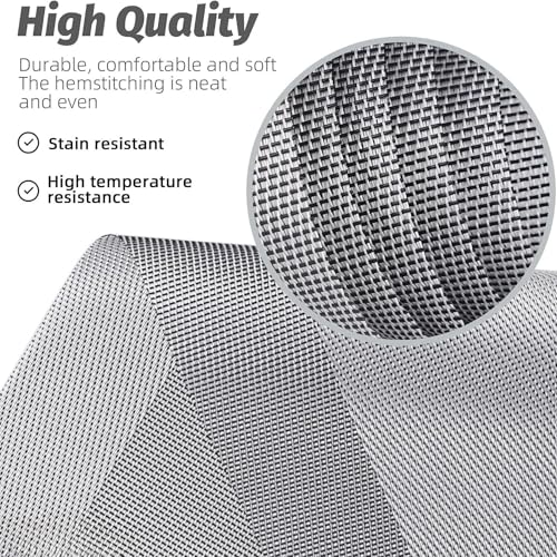Ramkuwar Modern Dining Table Runner & Placemat Heat-Resistant Non-Slip Washable PVC Dining Mats for Kitchen Parties Dinners & Home Decor (Set of 6 - Silver) - Image 5