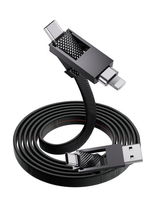 4 in 1 Charging Cable, USB A to USB C to Lightning Cable 4ft, 60W Fast Charging & Data Transfer, Travel Charger for Multiple Devices, All in One Multi Charger Cord for iPhone 15 Pro Max iPad