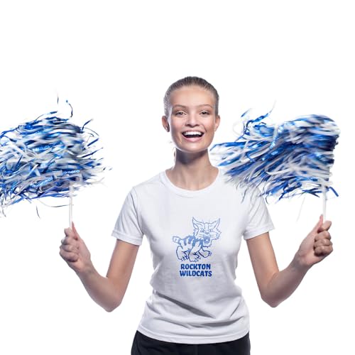 Anderson's Metallic Blue and White Foil Textured School Spirit Shakers, Cheerleader Pom Poms, Football Basketball Homecoming, Squad, Team, Party, Dance, Club, Performance, Fan Celebration Pack of 10 - Image 3