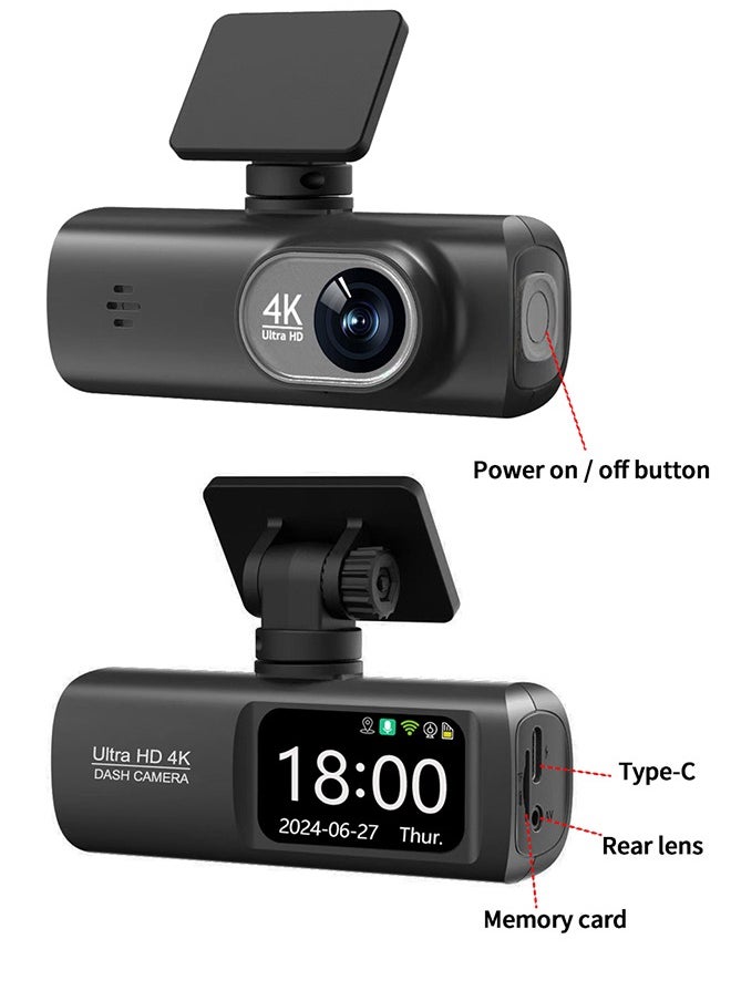 Digisand - Dash Cam 4K Dual-Cchannel Dash Car Camera Recorder 3840*2160P With GPS WiFi Car DVR 24H Parking Monitor Black Box - Image 1